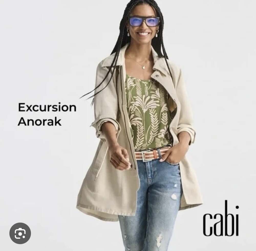 Cabi Excursion Anorak Jacket S Linen Cotton Beige Utility Safari Style 6250